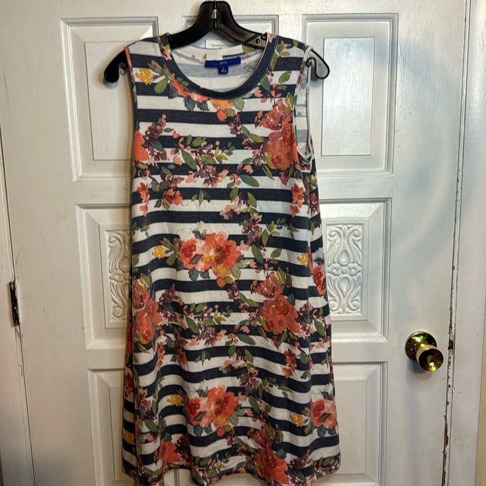 Apt.9 Sleeveless Floral Striped Dress Size Small